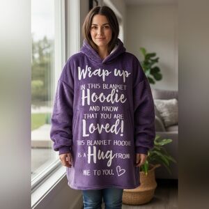 Cozy Purple Blanket Hoodie w/ Hug Design | Oversized Wearable Blanket